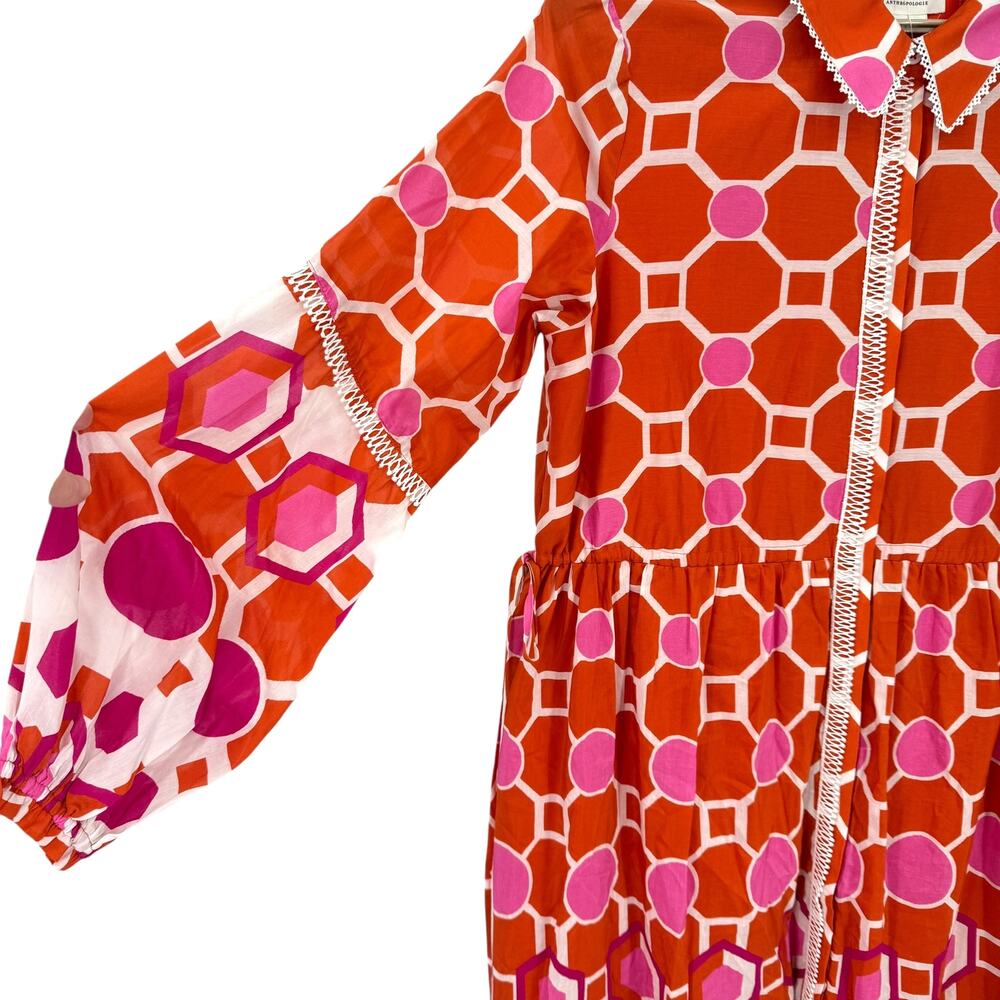 Anthropologie The Eleanora Long-Sleeve Maxi Shirt Cotton Silk Dress Size XL NEW - Picture 4 of 7